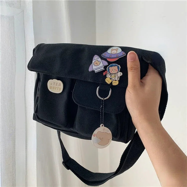 Cute Canvas Bag Wild Student Women Handbags Shoulder Bag Female Japanese Harajuku Diagonal Crossbody Bags for Girl Pouch Bolsas.