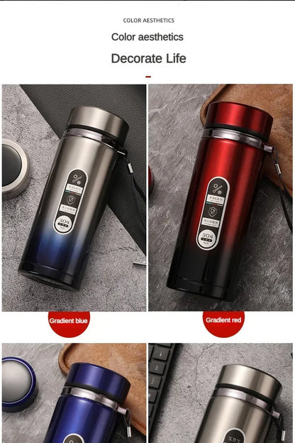 800ML-1L Stainless Steel Thermos Bottle 304 Tea Bottle Car Vacuum Bottle with LED Temperature Display Portable Drinking Cup.