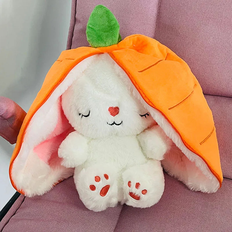 30cm Sleeping Light Doll Kid Birthday Gift Baby Music Strawberry Carrot Rabbit Plush Toys Stuffed Creative Into Bunny Transform.