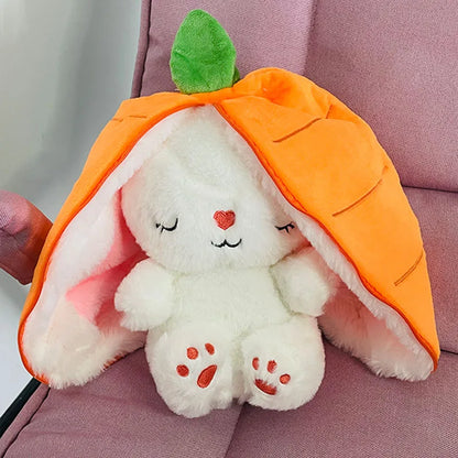 30cm Sleeping Light Doll Kid Birthday Gift Baby Music Strawberry Carrot Rabbit Plush Toys Stuffed Creative Into Bunny Transform.