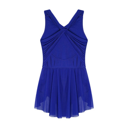 Kinder Mädchen Ärmellose Ausschnitt Strass Eiskunstlauf Trikot Kleid Lyrical Dance Gymnastik Akrobatik Leistung Kostüm.