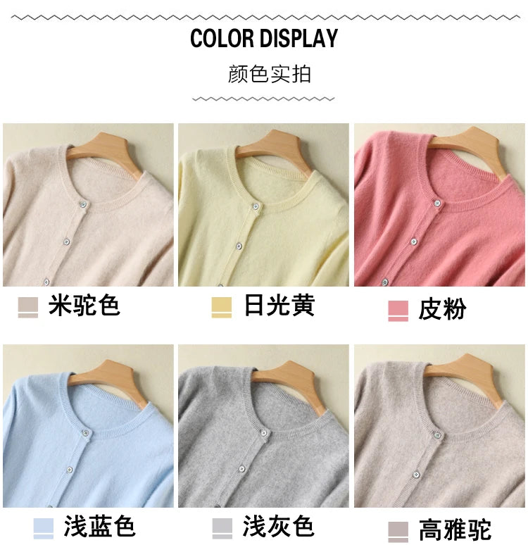Women Cardigan Large Size Warm Pure Mink Cashmere Sweaters O-neck Loose Coat Female Sweater Ladies' Jacket Solid Knit Cardigans.