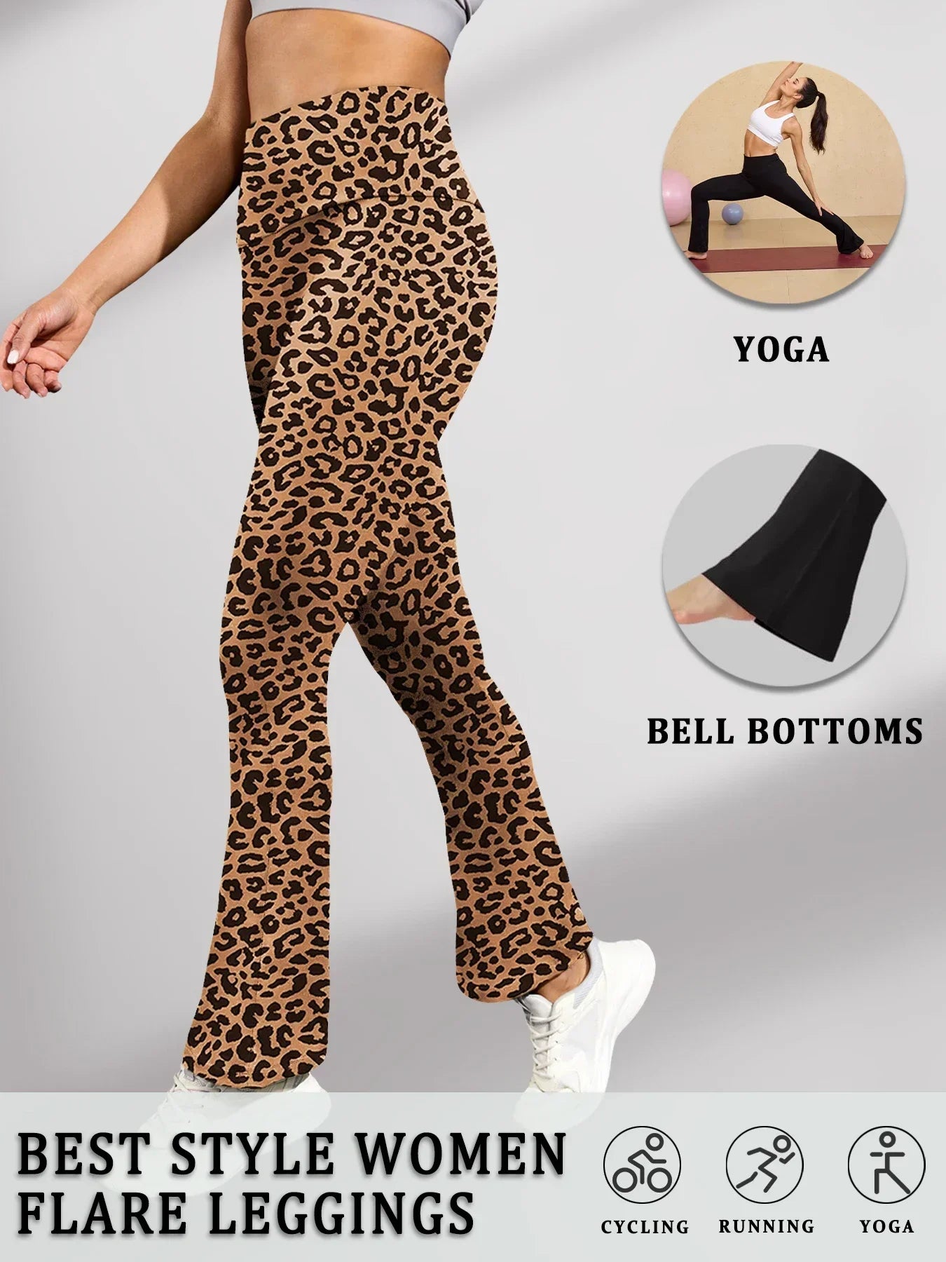 Women's Super Soft Flare Pants High Waisted Tummy Control Workout Yoga Leggings Bell Bottoms.