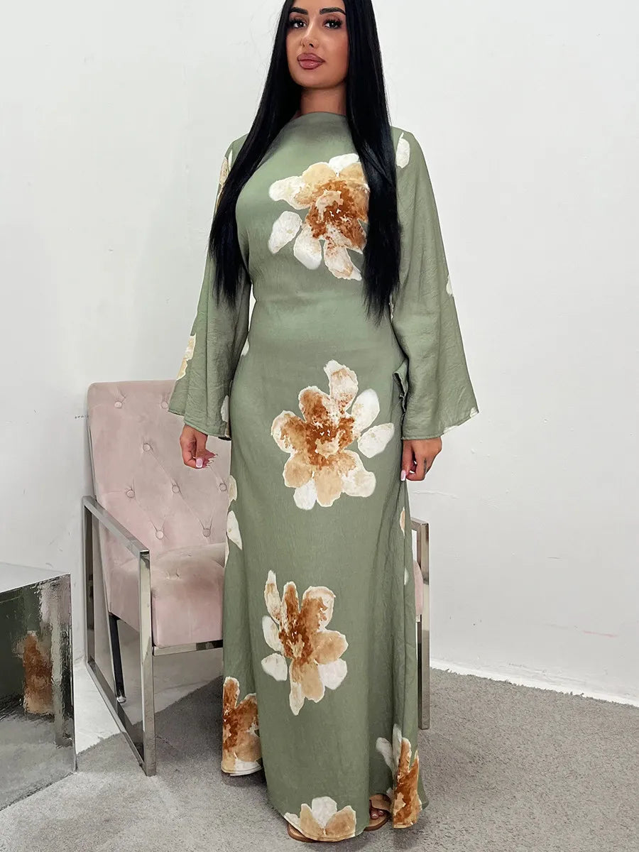 Women Arabic Eid Muslim Dubai Abaya Luxury Fashion Flower Print Maxi Dress Ramadan Robe Femme African Islam Clothing Kebaya.
