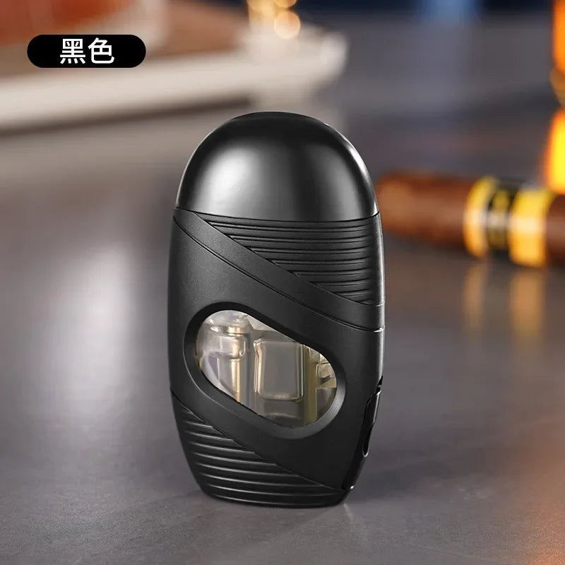 Mini Powerful Windproof Refillable Igniter Butane Gas Turbine Blue Jet Flame Torch Lighter Kitchen Gas Stove Cigar Punch Tool.