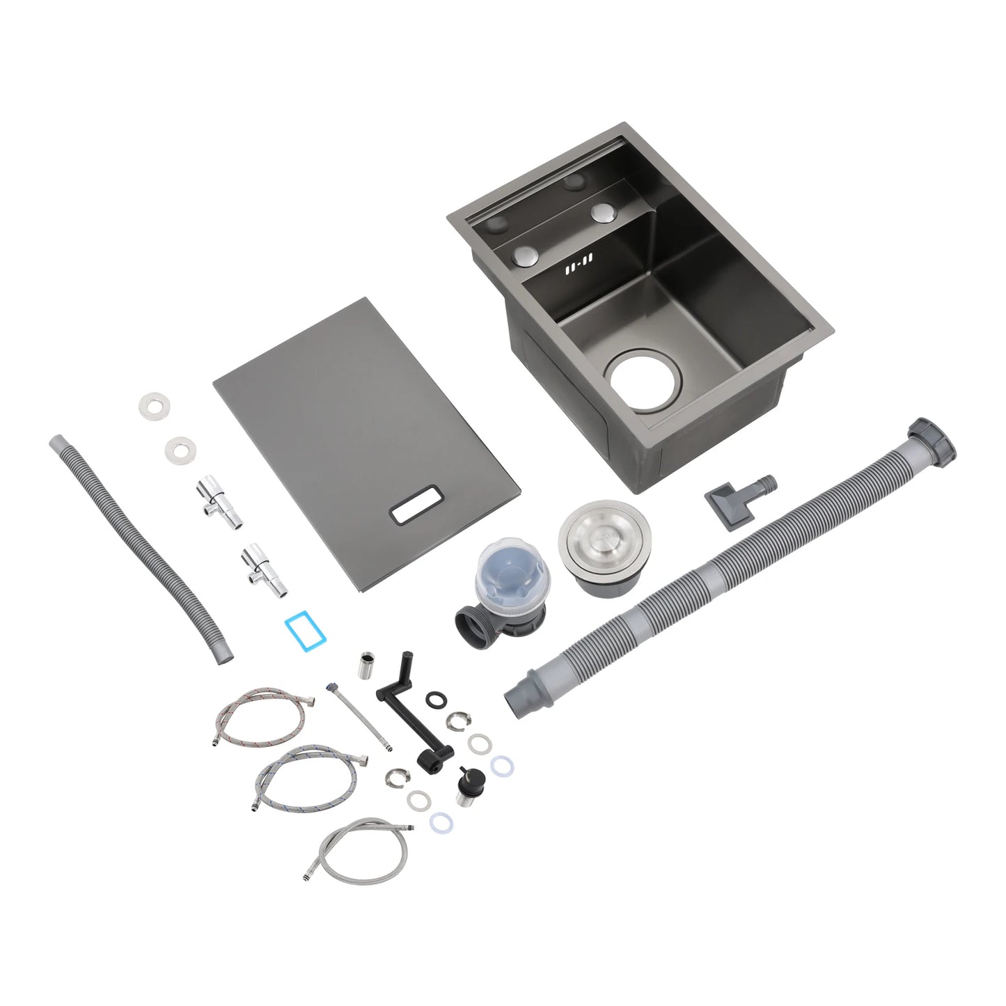 Bymaocar Edelstahlspüle 30 x 45 x 23 cm mit Wasserhahn, eingebettetes Küchenspüle, einschüssel, verdecktes Küchenspüle