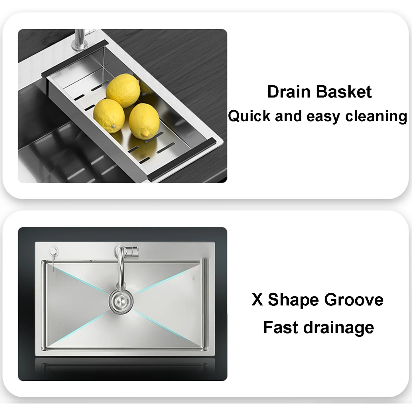 Wasserfall-Küchenspüle, Unterbau-Küchenspüle aus Edelstahl mit einer Schüssel, modernes Küchenspüle für die Arbeitsplatz