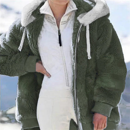 Women Winter Warm Faux Fur Jacket Plush Coat New Casual Hooded Fashion Zipper Soft Fleece Cashmere Jackets Female Thick Clothing.
