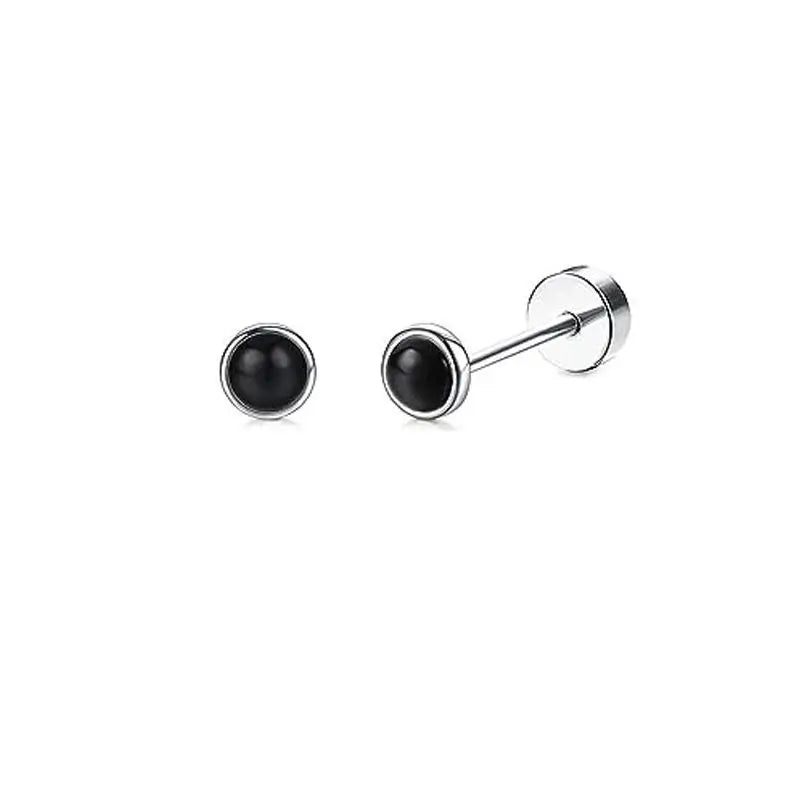 2PCS/Set Stainless Steel Heart Moon Earbone Stud Screw Ball Stud Earrings for Women Fashion Ear Tragus Cartilage Body Piercing.
