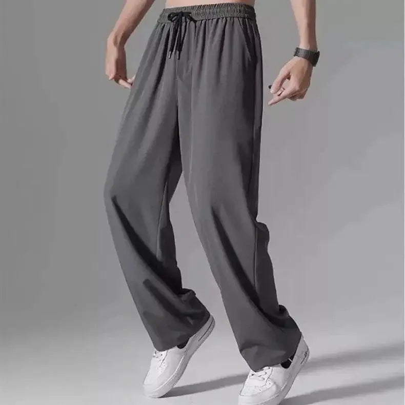 Herren-Freizeithose mit lockerer Passform, ultradünn, vielseitig, gerades Bein, sportlich, drapiert, Eisseidenhose, Sommer, leicht.