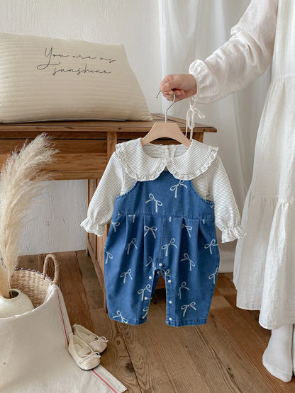 Baby Kleidung Herbst Neue Set, Kinder Koreanische Denim Overalls Zwei-stück Set, Ein Jahr Altes Baby Herbst Outfit.