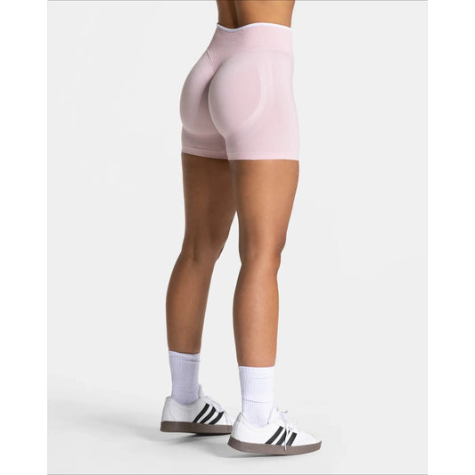 Women's Seamless Gym Solid Color Sports Shorts White Waist Tight High Waist Hip Lifting Yoga Pants Running Sports Shorts.