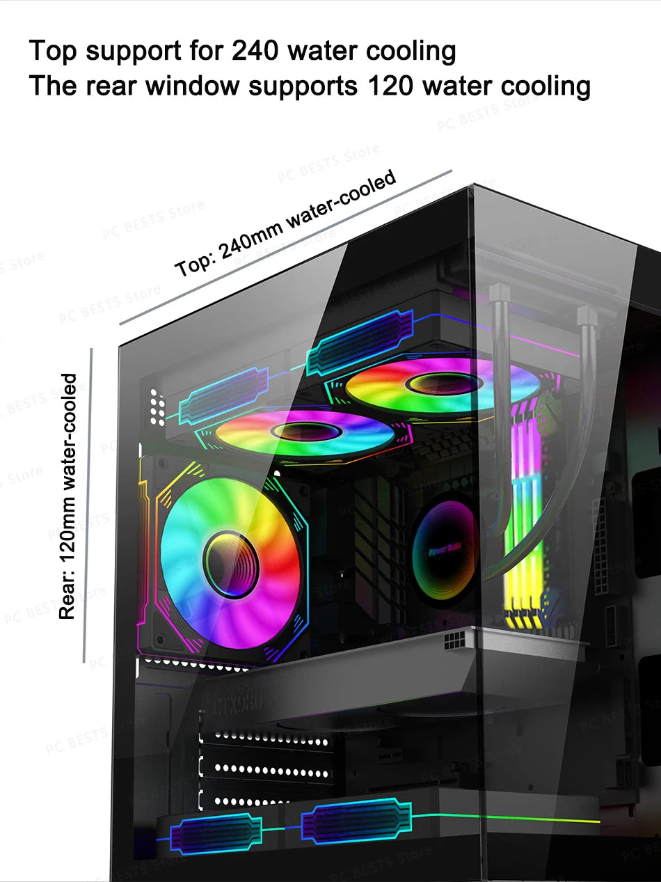 Power Train Illusionary Realm Computer Case M-ATX/Mini-ITX Desktop Game Chassis ATX Power Supply Support 240 Water Cooler.