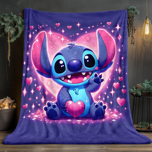 Lilo & Stitch, Stitch Printed Sofa Soft Warm Flannel Throw Blanket.Office,Camping,Picnic,Outdoors,Nap Cape,Bedroom Blankets..