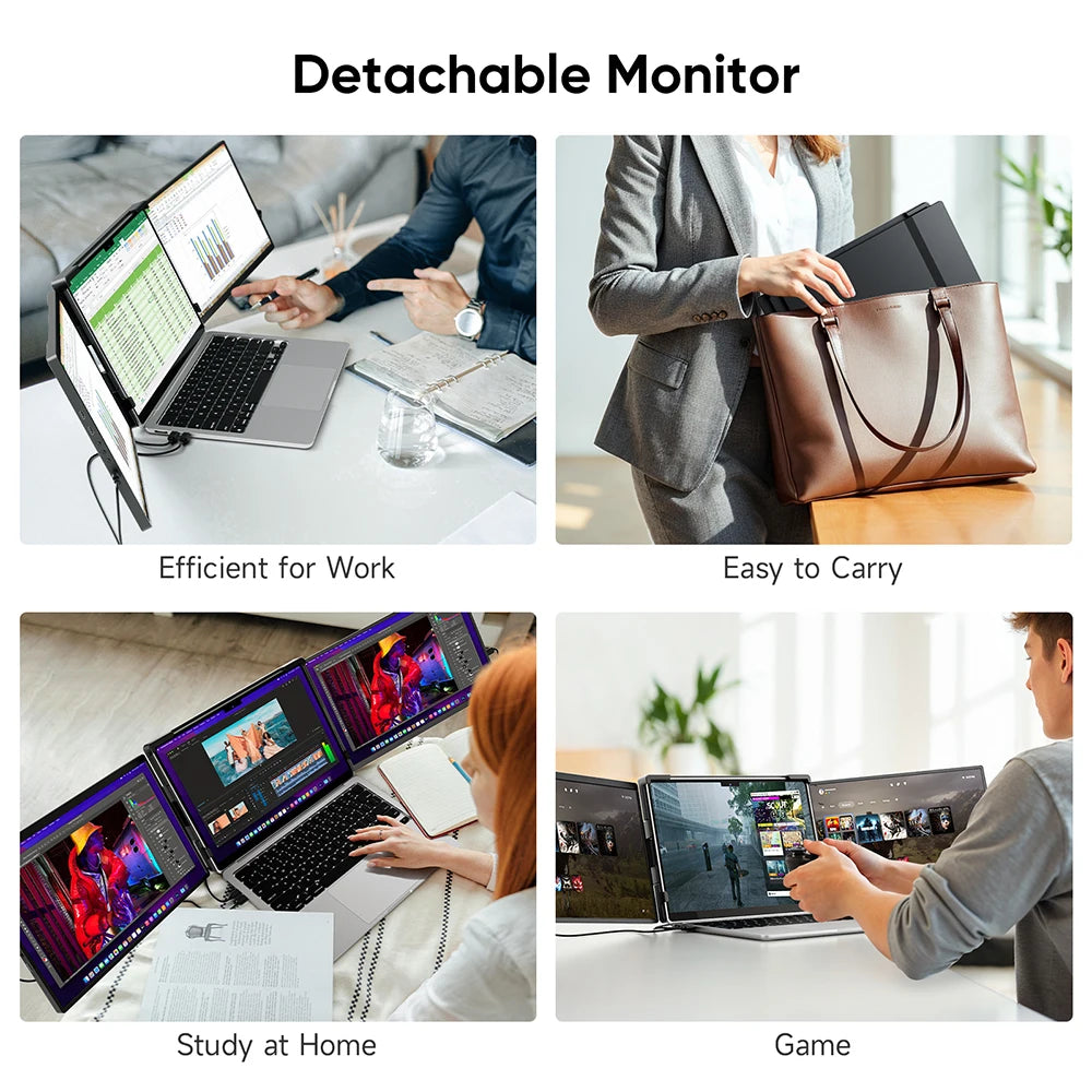 Dopesplay 14.1inch Laptops Screen Extender Triple Dual FHD 1200P IPS Portable Monitors For Windows Macbook Chrome 13.3-17.3 inch.