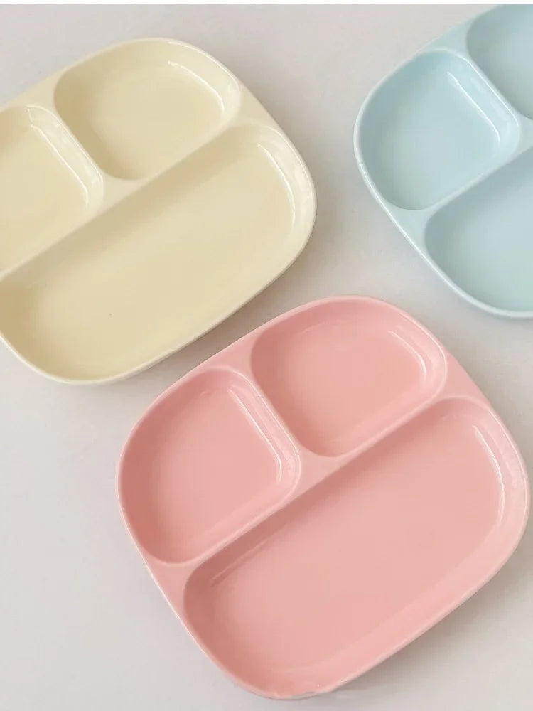 3Grid Plates for Food Dinner Plates Dinnerware Dining Compartment Plate Serving Dishes Salad Kitchen Eco-friendly Tableware.