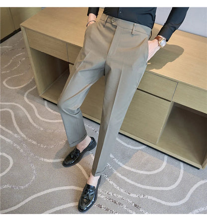 Men Suit Pants 2025 Elastic Slim Fit Formal Dress Pants Solid Casual White Trousers Pantalon Homme Wedding Party Men Clothing.