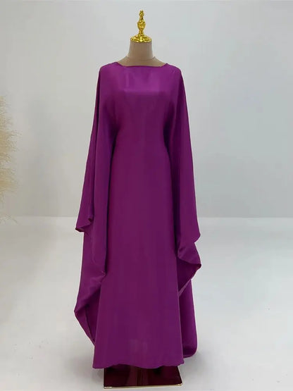 Ramadan Satin Abaya Islam Muslim Summer Batwing Sleeve Maxi Dress Kebaya Abayas For Women Kaftan Robe Musulmane Femme Vestidos