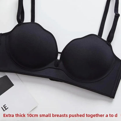 10cm Push Up Strapless Bra Extreme Lift for Small Bust Anti-Slip Silicone Grip Seamless Invisible Design Adhesive Free Plunge.