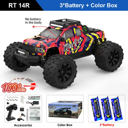 Teeggi 1/14 4WD High Speed Rc Off-road Car 100KM/H Brushless motor 3S Remote Control Truck Drift Racing Cars Toys For kid Gifts