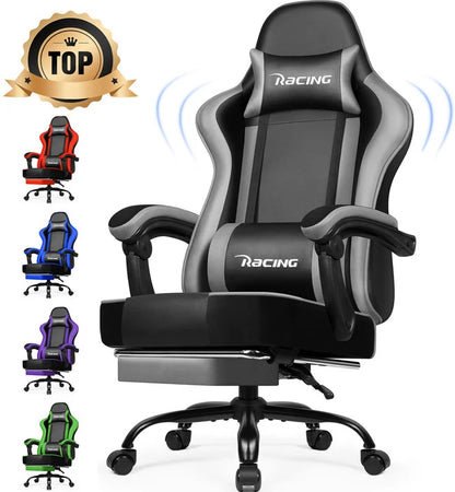 Daccormax Ergonomischer Gaming-Stuhl mit Fußstütze, Liegestuhl 170 ° , Rennstuhl aus PU-Leder mit Lordosenstütze und Kopfstütze