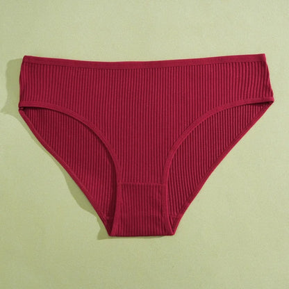 5PCS Women's Cotton Panties Sexy Low Waist Briefs Striped Underpants Female Comfortable Stretch Lingerie Ladies Soft Underwear