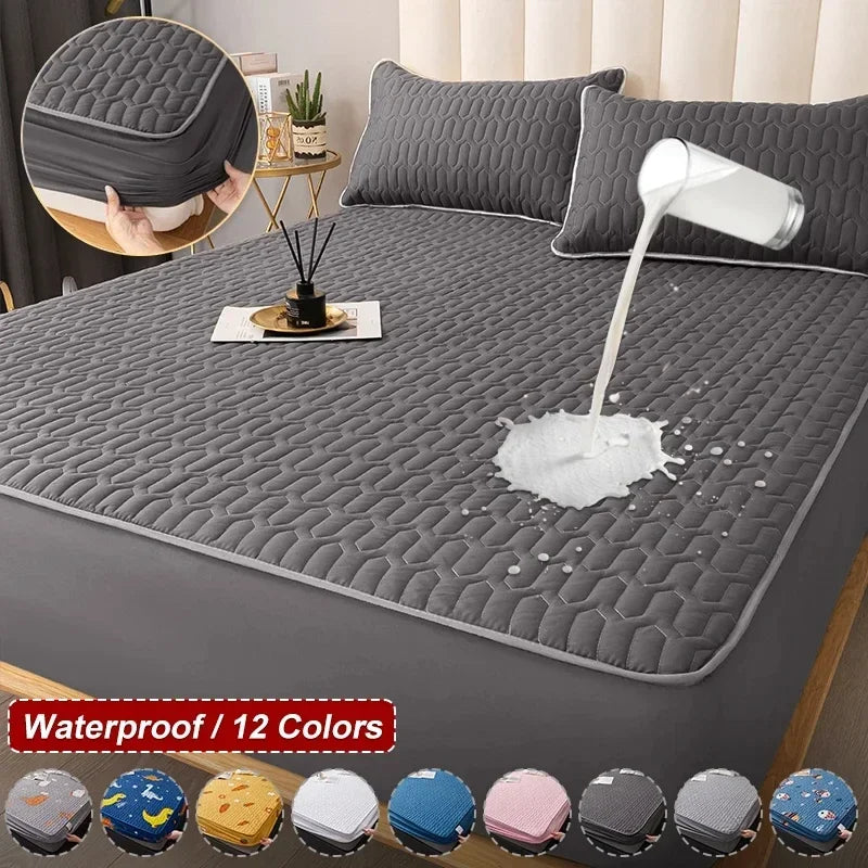 Waterproof Thicken bed Cover Protector Skin-Friendly Queen King Double Fitted Sheet Mattress Cover Mat 150x200 180x200 160x200cm.