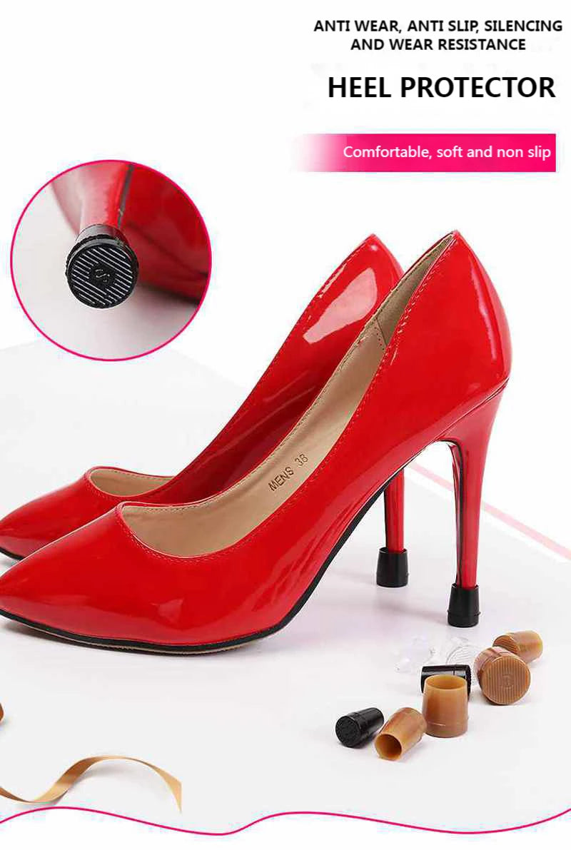 2Pcs Non-slip Wearable Heel Cover Round Woman High heels Protective Cover TPU/PVC Material Soft Damping Silencer Heel Protector.