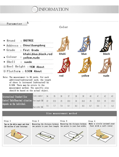 BIGTREE Shoes Roman Style High Heels Woman Pumps Stiletto Heels 11 Cm Women Heels Sexy Party Shoes Hollow Out Women Sandals 2025.