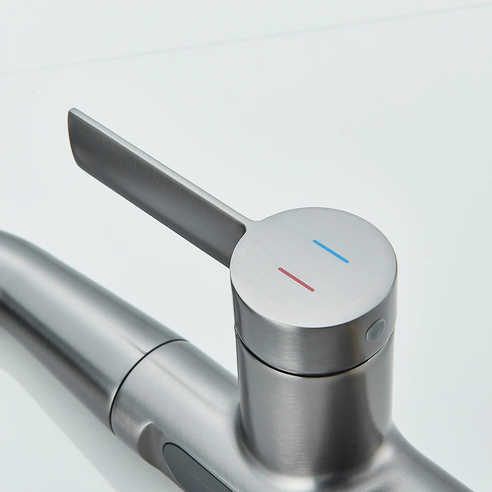 Waterfall Temperature Digital Display Basin Faucet Lift Up Down Stream Sprayer Hot Cold Water Sink Mixer Wash Tap For Bathroom