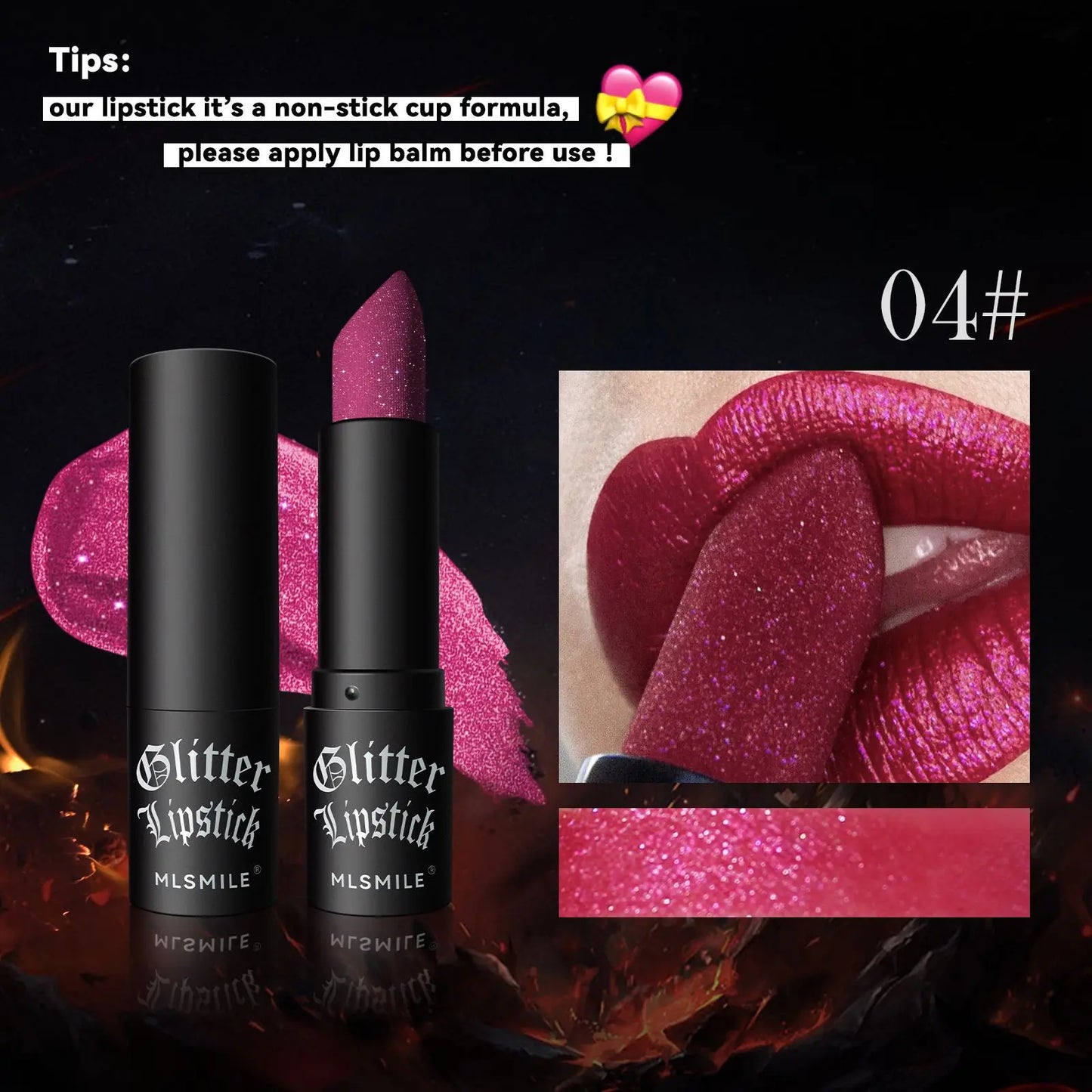 7Colors Glitter Lipstick Waterproof Long Lasting Diamond Pearlescent Metallic Lipstick Black Lipgloss Women Lips Makeup Cosmetic.