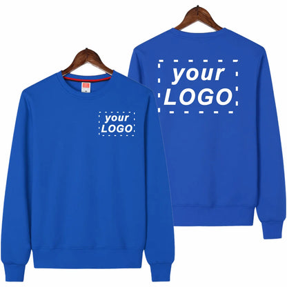 Men's Casual Pullover Custom Printed Embroidery Company Logo Clothing Fashion Winter Warm Sweater Solid Color Sweatshirt 4xl.