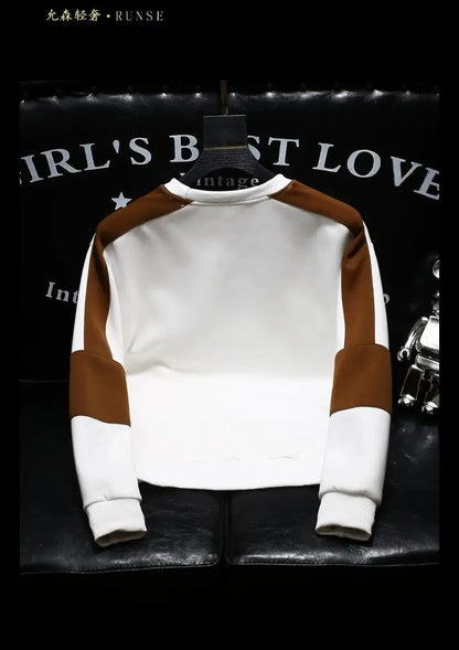 Kontrast Patchwork Plus Größe Trend Hoodies Sweatshirts männer Frühling Herbst Langarm Harajuku Tops Mode Lässig Männer Kleidung.