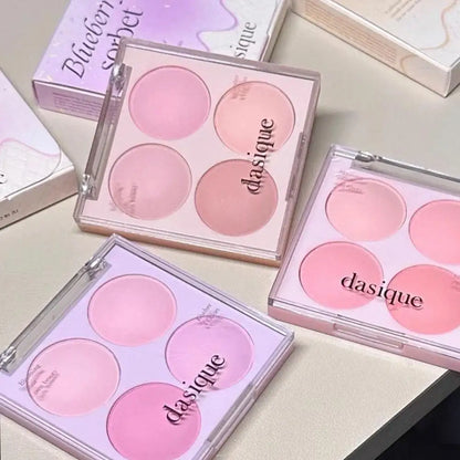Korean Dasique 4 Colors Blush Powder Velvet Peach Pink Blush Palette Sweet Natural Cheek Contour Tint   Korean Makeup Cosmetics.