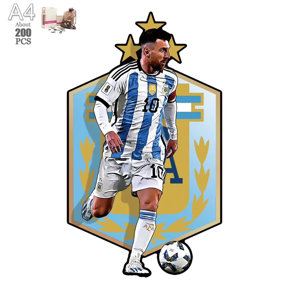 Soccer Player Wooden Puzzle for Football Fan Sports Star Wood Jigsaw Advanced Difficulty A3 A4 Size Puzzles