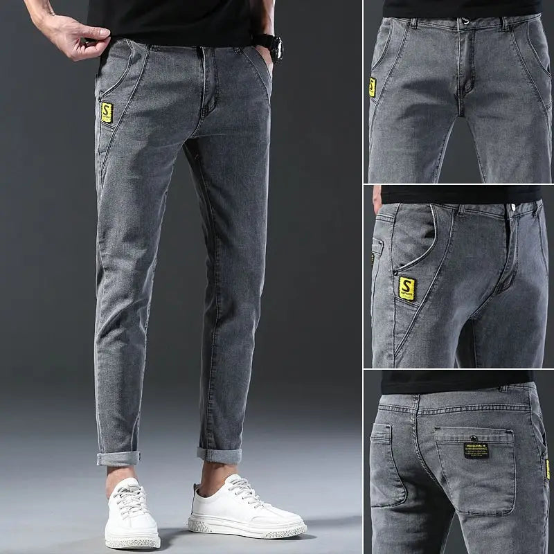Men New Fashion Comfortable Slim Fit Jeans Male Loose Straight Smart Casual Denim Pants Regular Look Taller Elasticity Trousers.