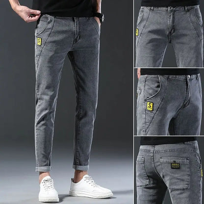 Men New Fashion Comfortable Slim Fit Jeans Male Loose Straight Smart Casual Denim Pants Regular Look Taller Elasticity Trousers.