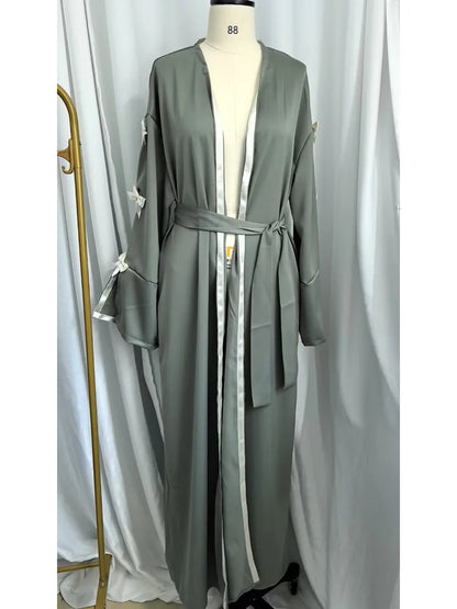 Eid Muslimischen Bogen Abaya Frauen Kleider Jalabiya Vestidos Largos Split Hülse Ramadan Marokko Dubai Lange Robe Party Islam Kaftan 2025.