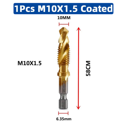 SIQICNC Schaft Titanbeschichtetes HSS-Schraubgewinde Metrisches Gewindebohrer Bohrer Schraubenmaschine Compound Tap M3 M4 M5 M6 M8 M10 Handwerkzeuge