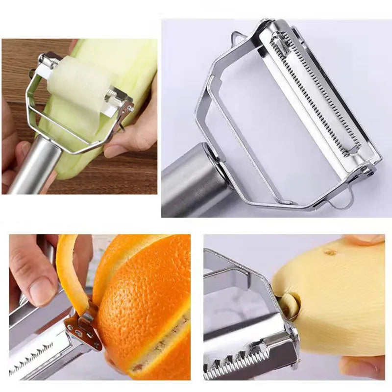 Kitchen Vegetable Peeler Stainless Steel Melon Planer Double-Head Peeler Household Multiple-Function Fruit And Vegetable Peeler.