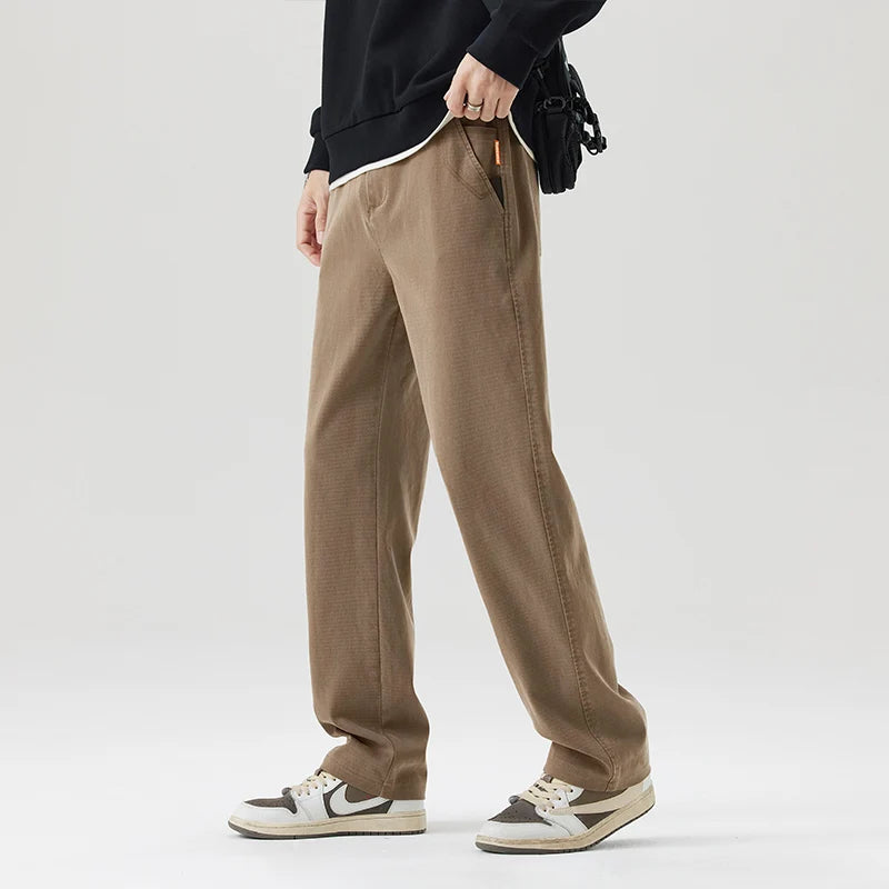 Men's Loose Straight Lyocell Wide Leg Trousers 2025 Autumn Winter Drape Comfortable Versatile Casual Pants Plus Size 5XL.