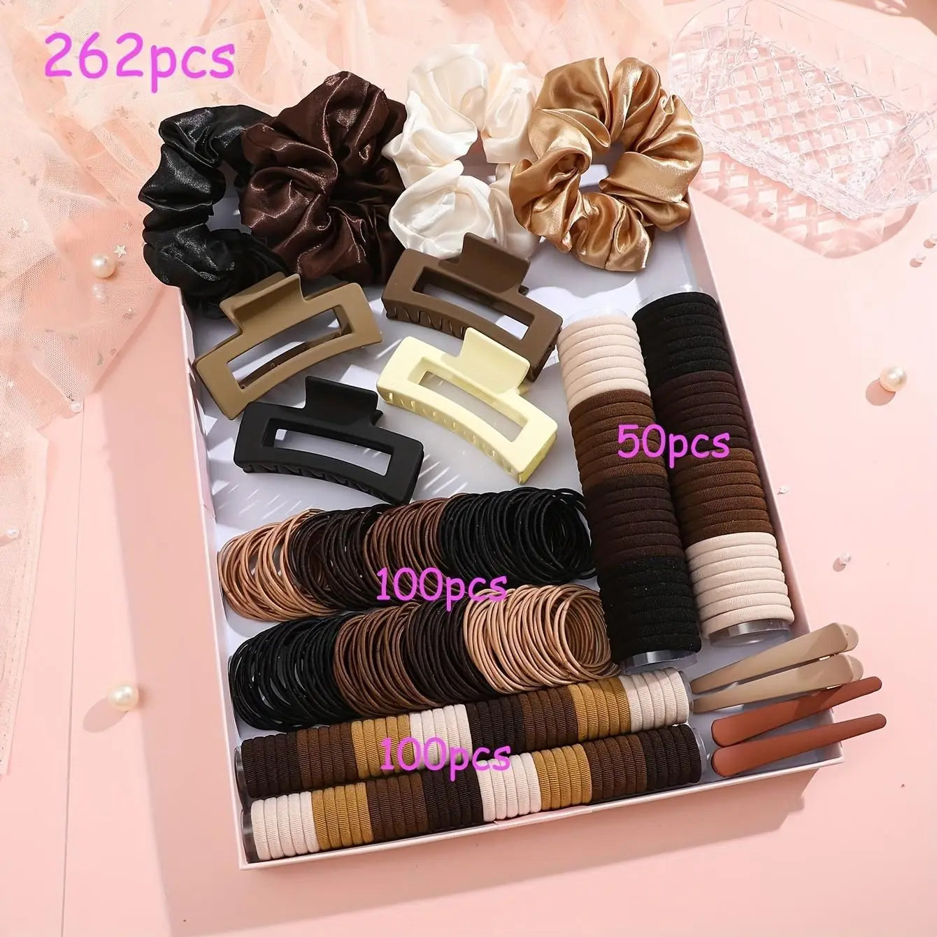 Fresh Simple Women's Hair Ties And Hair Accessories Set High Elasticity Cute Geometric Design Resin Hair Bands for African Eu...