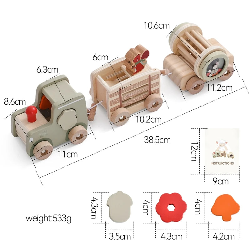 Wooden Train Birthday Toy  Montessori Toys Baby Educational Toys  Wooden Trolley  Baby Learning Toys  Number Of Wood Baby's Toys