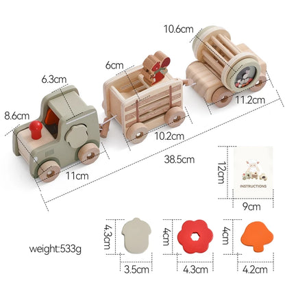 Wooden Train Birthday Toy  Montessori Toys Baby Educational Toys  Wooden Trolley  Baby Learning Toys  Number Of Wood Baby's Toys