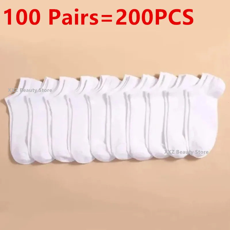 50/100 Pairs Solid Color Breathable ﻿Sock Women Men Boat Socks Invisible Low Cut Non-slip Summer No-show Ankle Socks Wholesale.