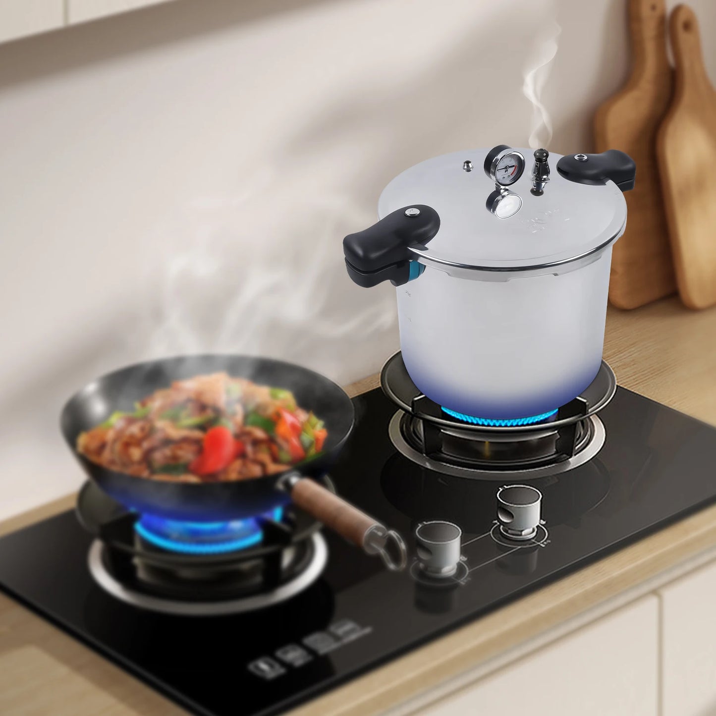 90Kpa 32cm Aluminum Alloy Explosion-Proof Pressure Cooker | Modern Pressure Pot with Lid | 22L/23Qt Kitchen Cooking Appliance.