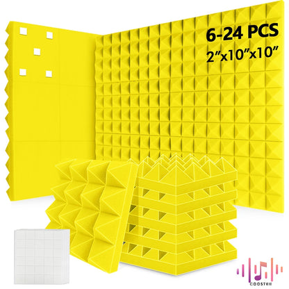 Sound Absorbing Wall Panel 6/12/24Pcs Acoustic Foam Self Adhesives Decor Studio Echo Canceling Treatment For Game Room Cinema