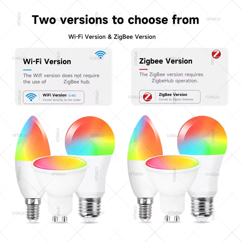 EWelink E27 E14 GU10 Smart Bulb WiFi Zigbee, dimmbare LED-Glühbirne RGB CW-Lampe funktioniert mit Alexa Amazon Google Home Yandex Alice.