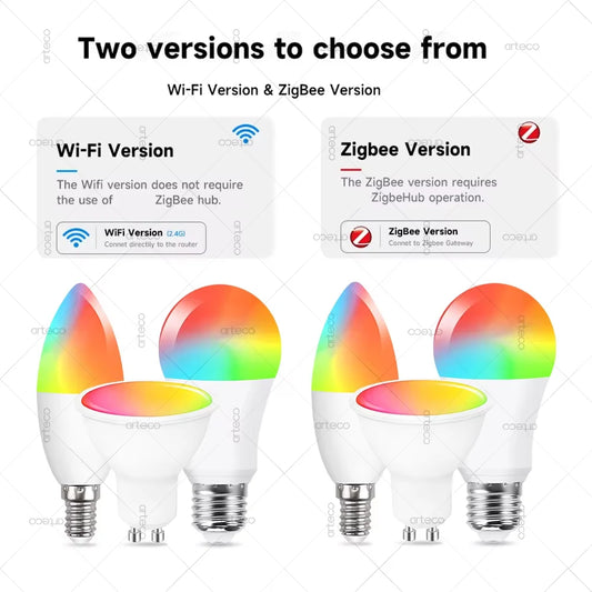 EWelink E27 E14 GU10 Smart Bulb WiFi Zigbee, dimmbare LED-Glühbirne RGB CW-Lampe funktioniert mit Alexa Amazon Google Home Yandex Alice.