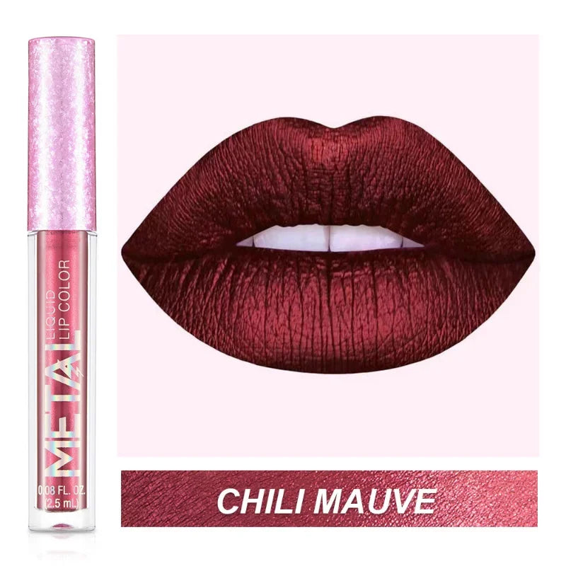 Metallic No-stick Cup Lip Gloss Glitter Matte Moisturizing Waterproof Long Lasting Lip Glaze Liquid Lipstick Lip Makeup Cosmetic.